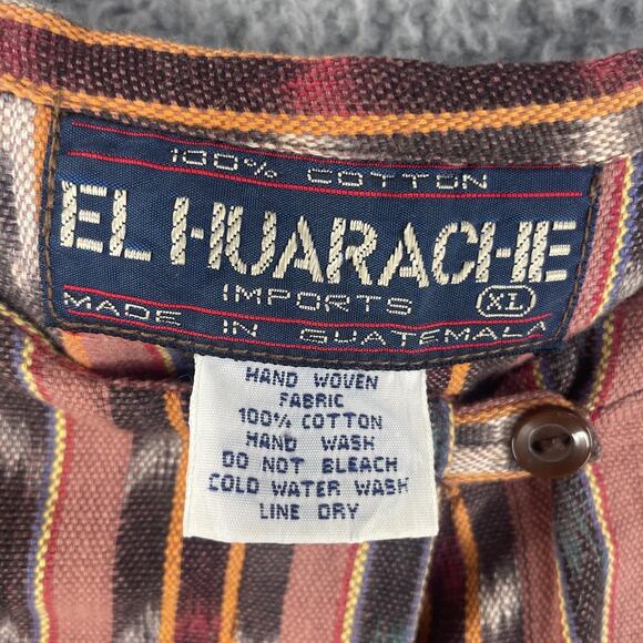 El Huarache Kimono Jacket Womens XL Brown Ikat Stripe Hand Woven Cotton Duster - Picture 4 of 15